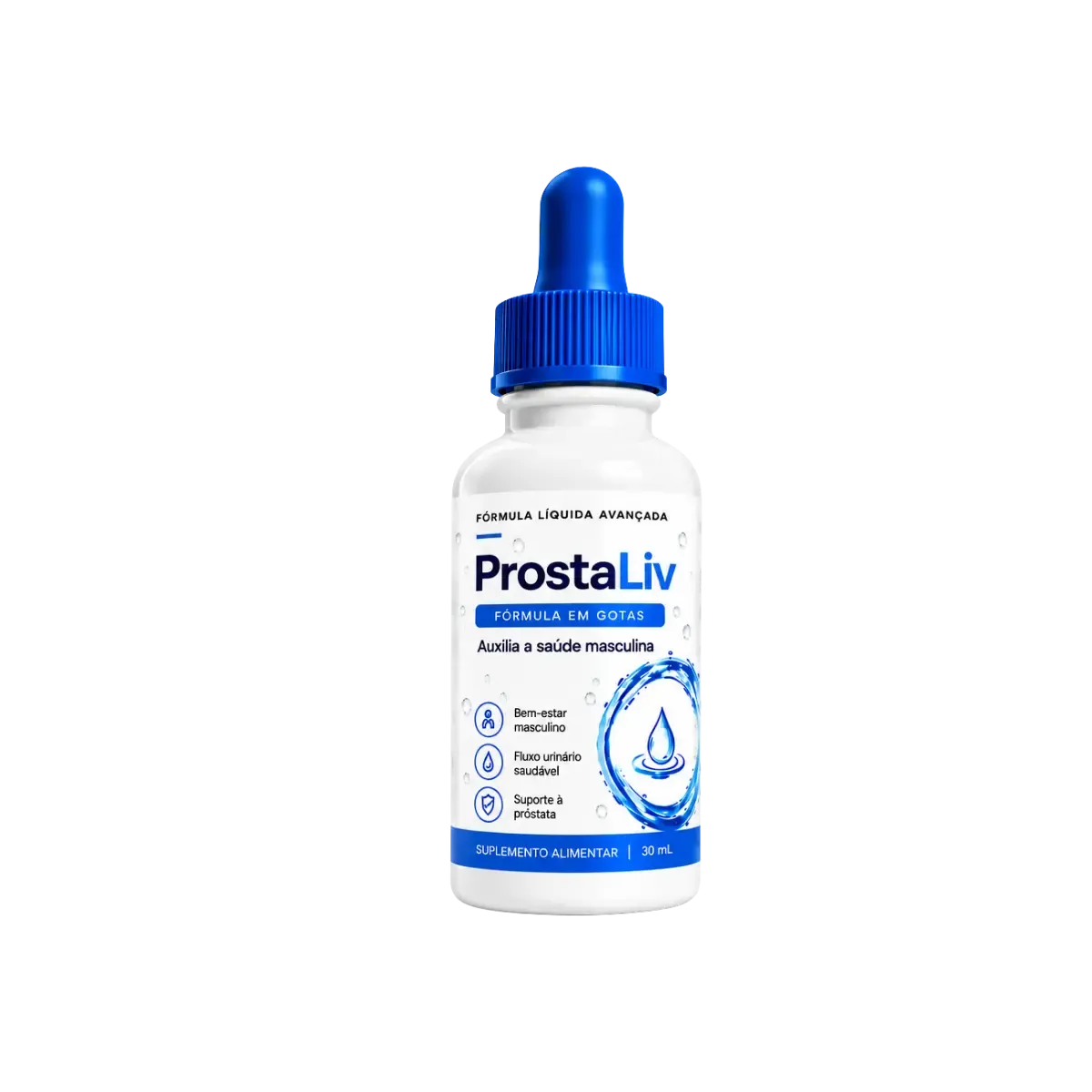 Frasco conta-gotas do suplemento alimentar ProstaLiv